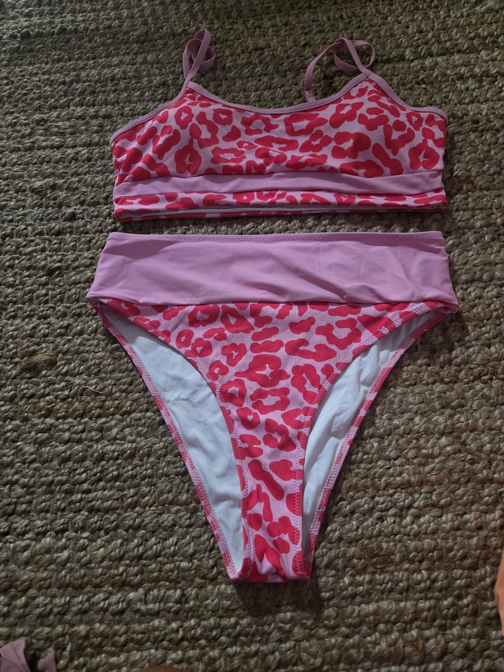 Pink Leopard Print Two-Piece Bikini Set